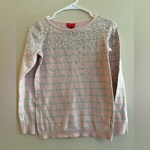 Elle Light Pink Sequin Crew Neck Sweater